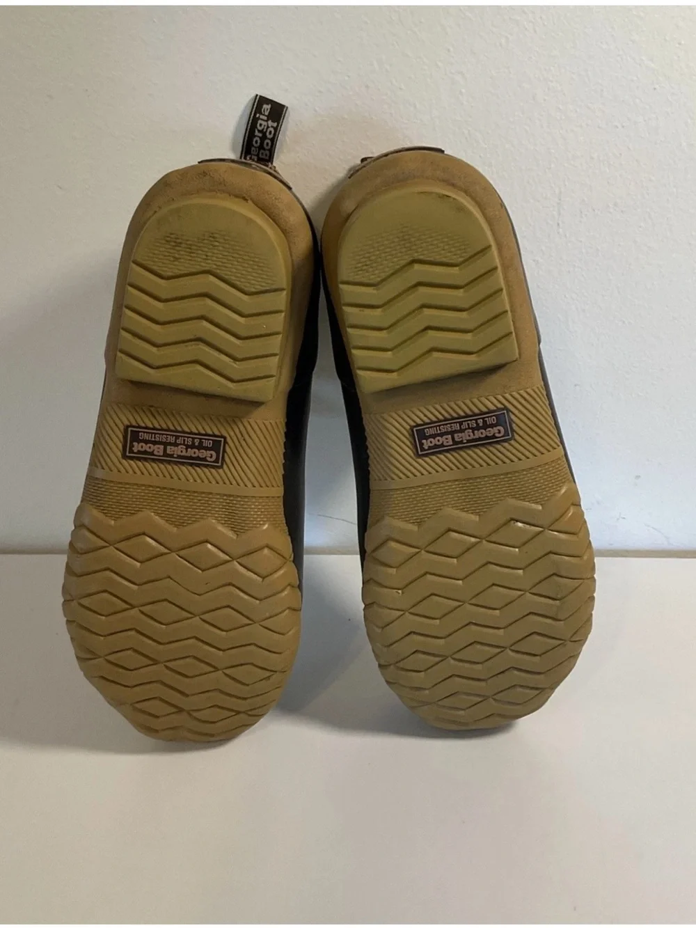 Georgia Boot Brown Leather and Black Rubber Duck Boots with Tan Soles Size 8